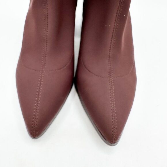Aldo Burgundy Stretch Sock Ankle Boots With Patent Block Heels & Side Zipper 6.5 - Picture 6 of 16